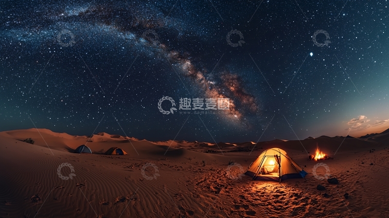 高清大图下载【趣麦麦图】沙漠星空露营