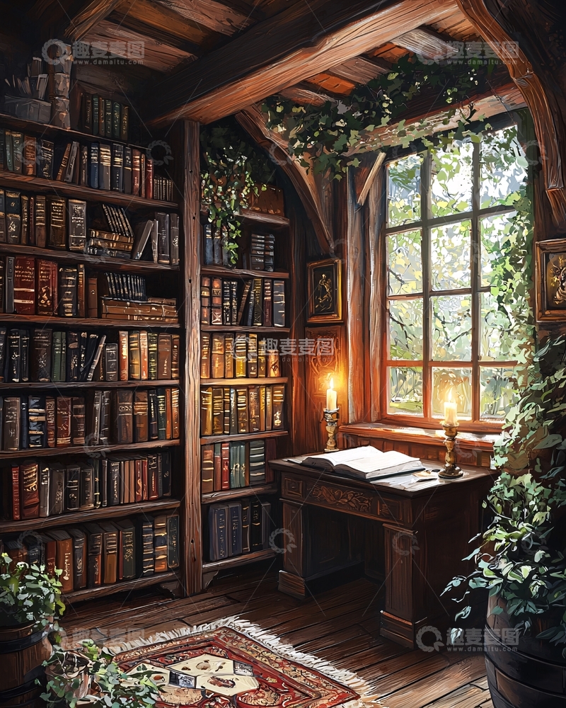 高清大图下载【趣麦麦图】木质书房