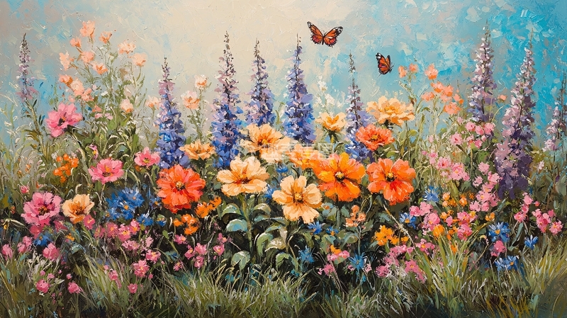 高清大图下载【趣麦麦图】彩色野花田园风光画