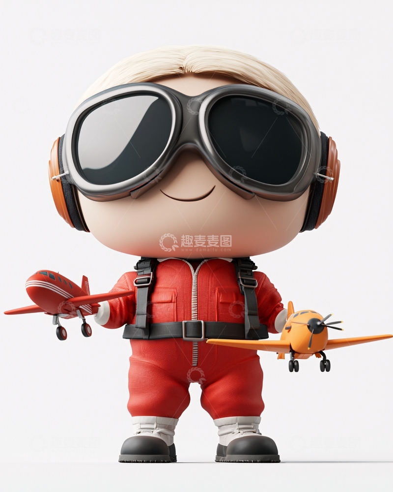 高清大图下载【趣麦麦图】可爱飞行员卡通形象