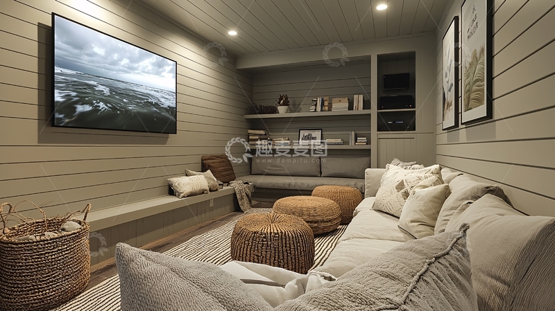 高清大图下载【趣麦麦图】现代简约家庭影院