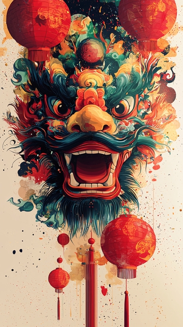 彩色中国龙图案