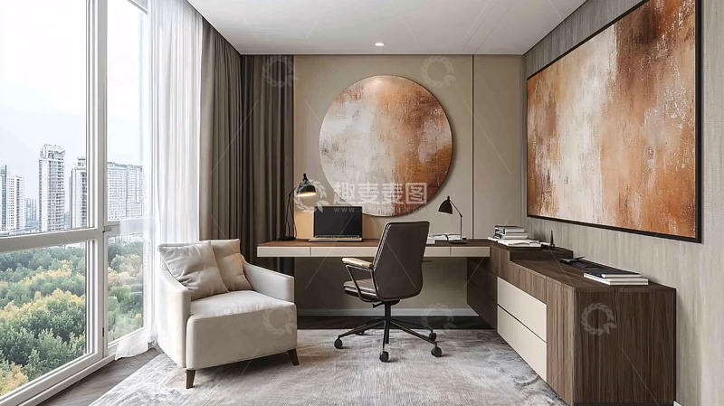 高清大图下载【趣麦麦图】现代简约书房设计