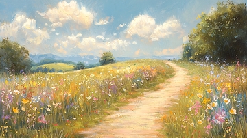 田园小路鲜花盛开