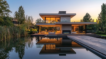 现代简约别墅夜景