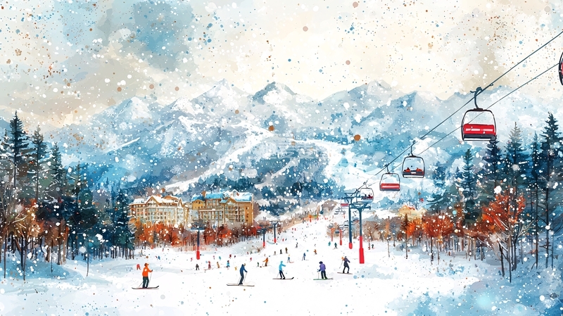 高清大图下载【趣麦麦图】雪山风景水彩画