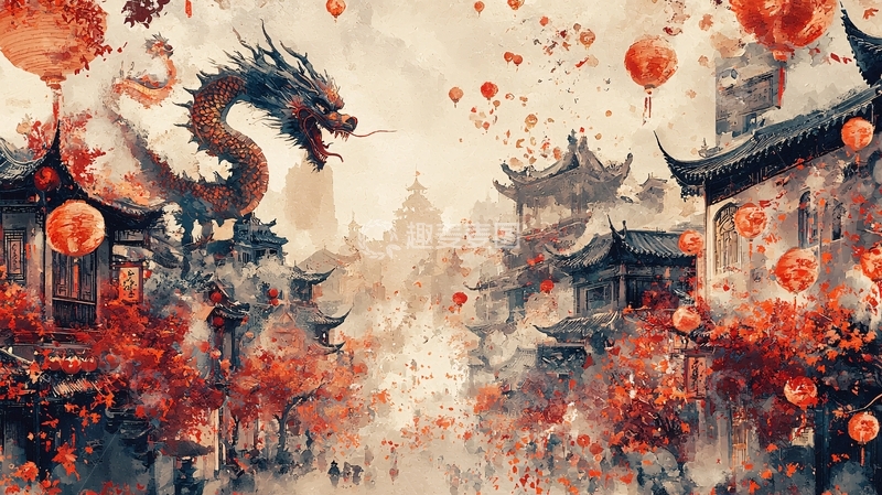 高清大图下载【趣麦麦图】水墨中国风龙图