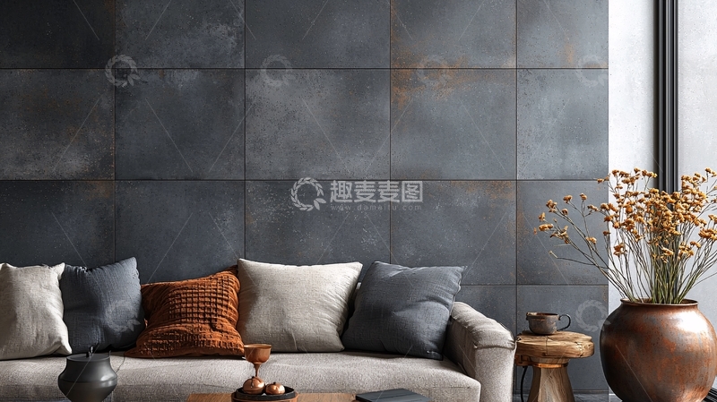 高清大图下载【趣麦麦图】暗色系金属质感瓷砖背景