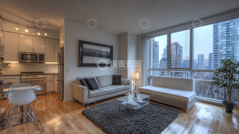 高清大图下载【趣麦麦图】现代简约风格公寓客厅