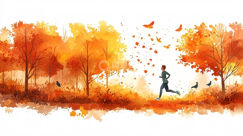 高清大图下载【趣麦麦图】秋季跑步
