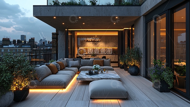 高清大图下载【趣麦麦图】夜景露台设计