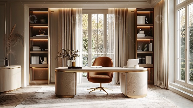 高清大图下载【趣麦麦图】高级现代简约风格书房