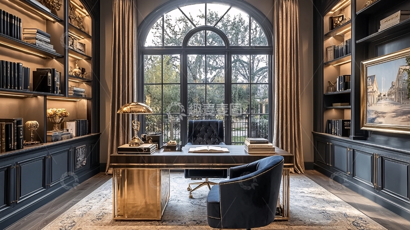 高清大图下载【趣麦麦图】高端大气书房设计