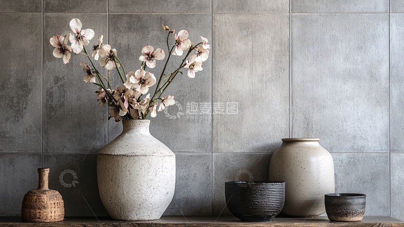 高清大图下载【趣麦麦图】侘寂风花器摆件