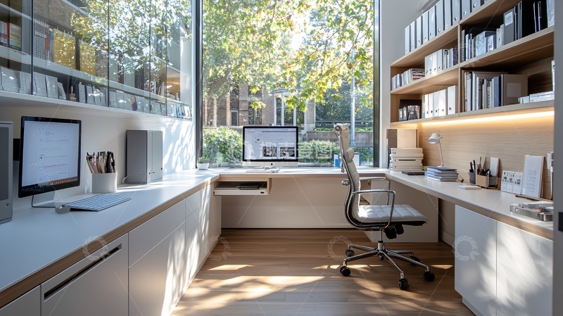 高清大图下载【趣麦麦图】明亮舒适的现代化书房