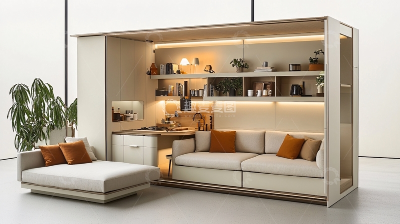 高清大图下载【趣麦麦图】现代极简风格多功能一体化家居