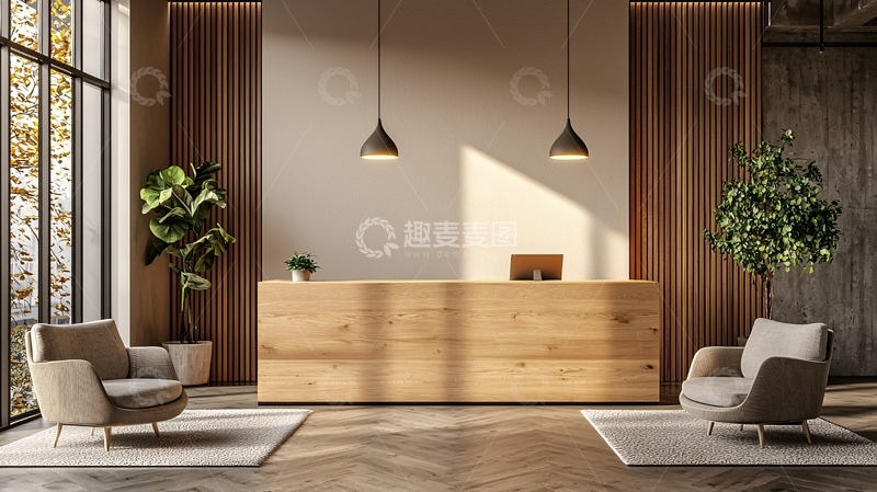 高清大图下载【趣麦麦图】现代简约木质接待台