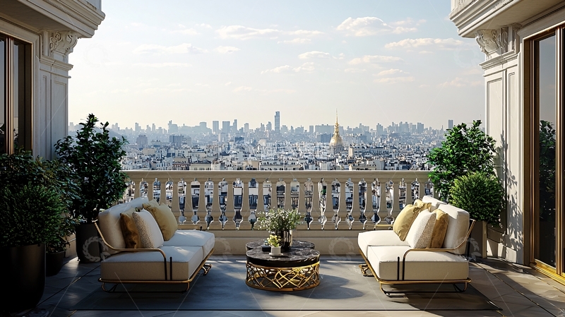 高清大图下载【趣麦麦图】高层阳台城市景观