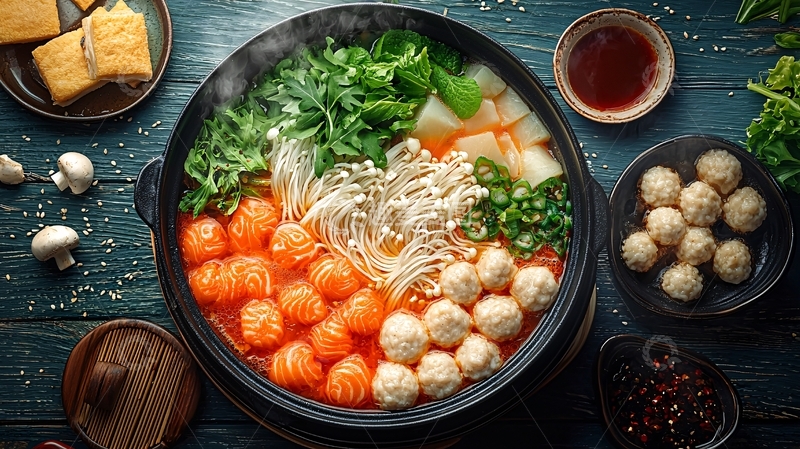高清大图下载【趣麦麦图】热气腾腾的火锅美食