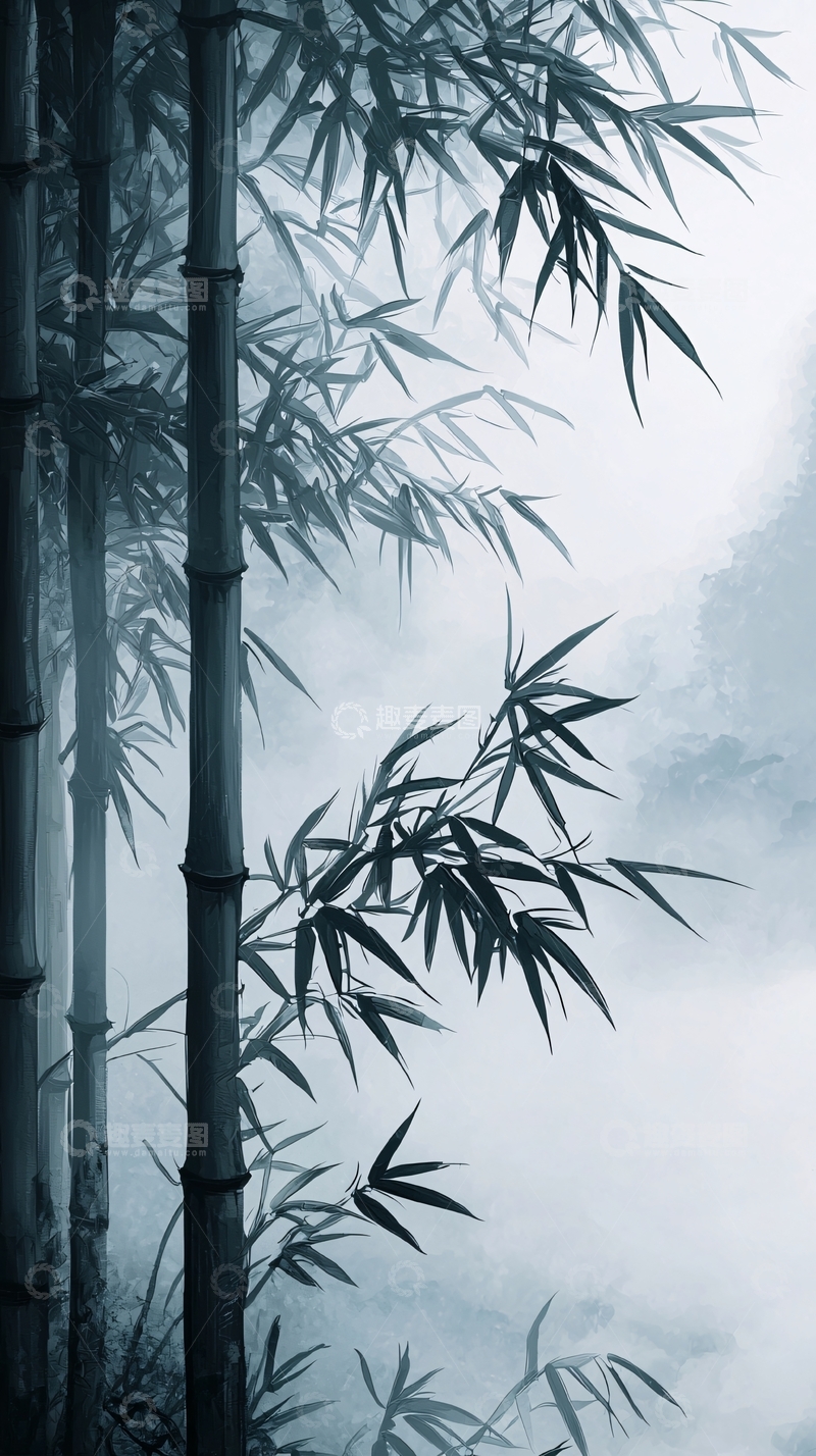 高清大图下载【趣麦麦图】水墨竹林