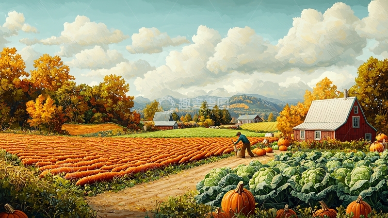 高清大图下载【趣麦麦图】秋收时节乡村景色