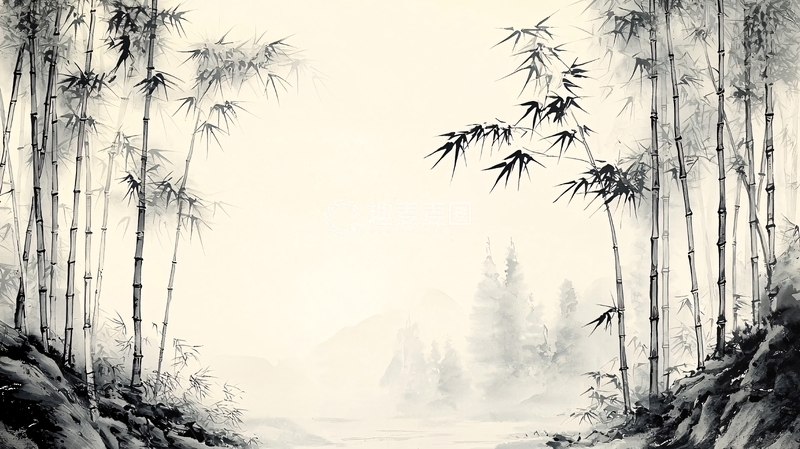 高清大图下载【趣麦麦图】水墨画竹林
