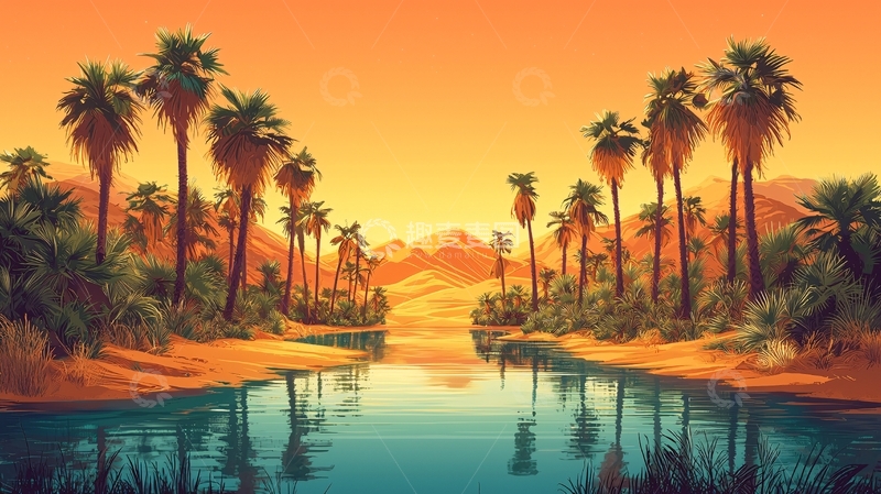 高清大图下载【趣麦麦图】沙漠绿洲