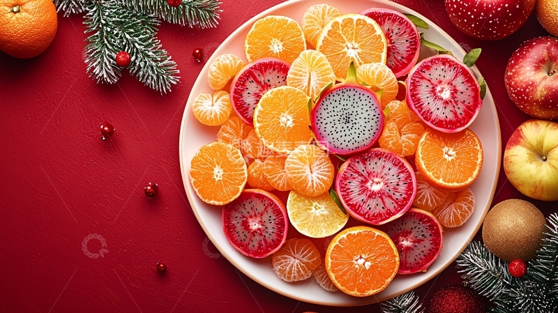 高清大图下载【趣麦麦图】圣诞水果拼盘