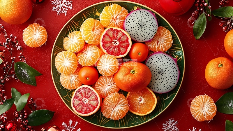 高清大图下载【趣麦麦图】红盘水果圣诞节素材