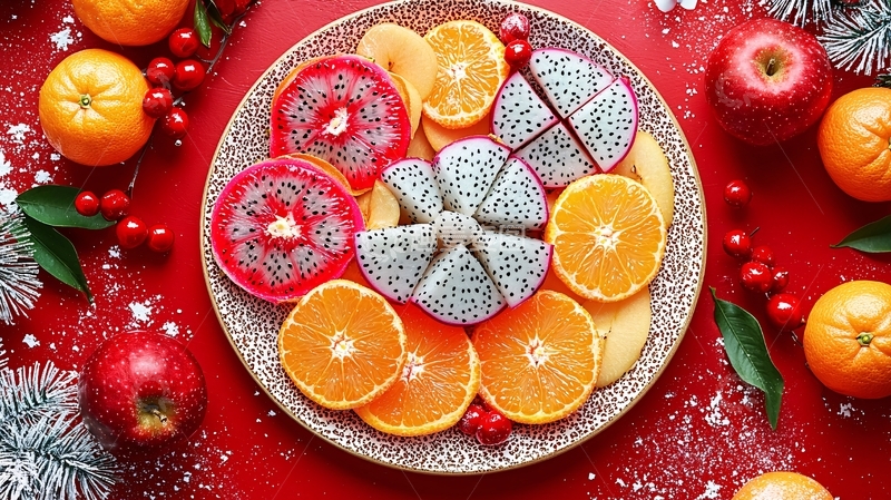 高清大图下载【趣麦麦图】圣诞水果拼盘