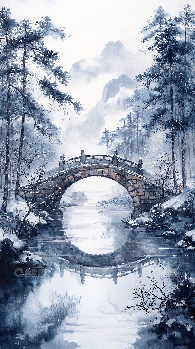 高清大图下载【趣麦麦图】水墨冬景