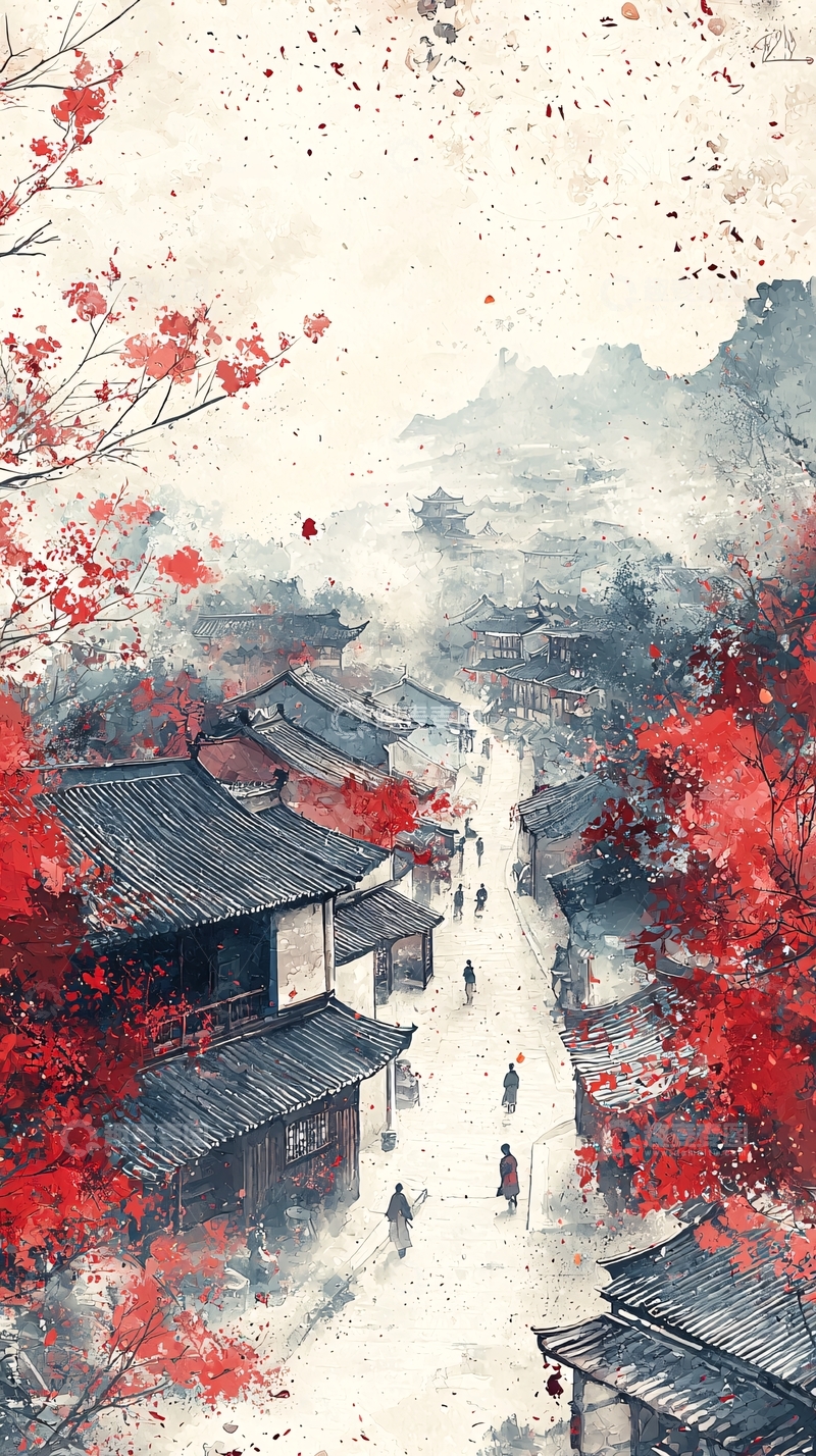 高清大图下载【趣麦麦图】水墨古风古镇