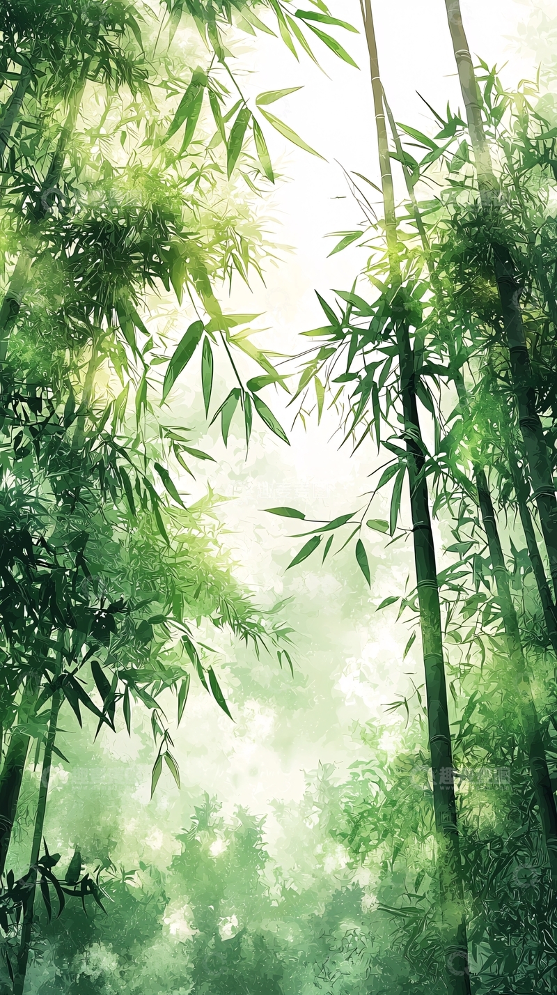 高清大图下载【趣麦麦图】阳光透过竹林