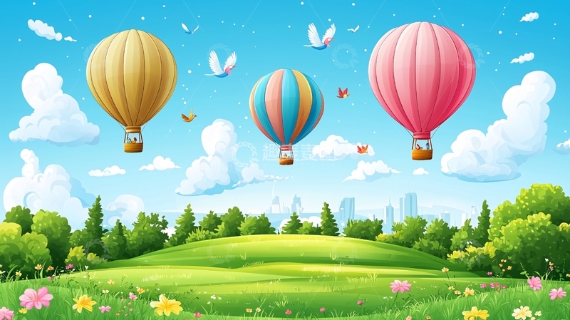 高清大图下载【趣麦麦图】卡通热气球