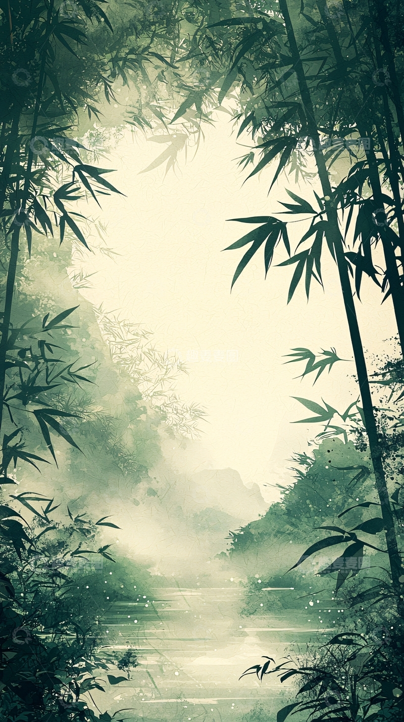 高清大图下载【趣麦麦图】水墨竹林