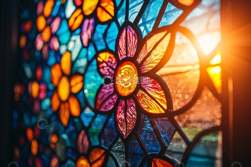 高清大图下载【趣麦麦图】彩色玻璃窗花