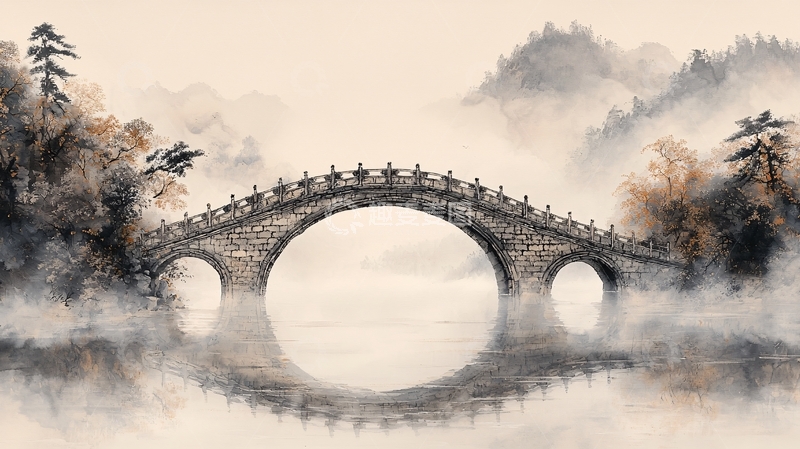 高清大图下载【趣麦麦图】水墨画桥18