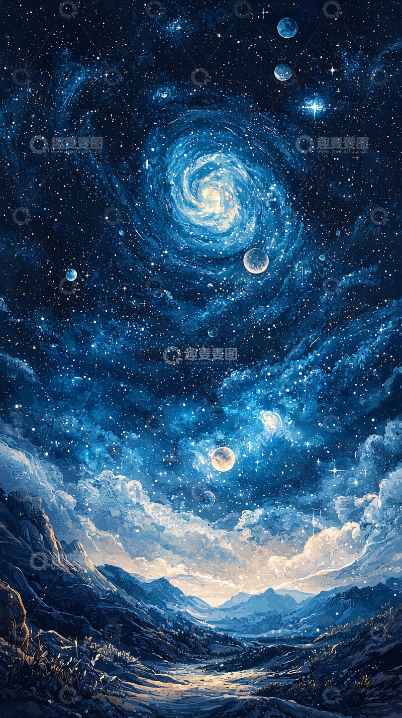 高清大图下载【趣麦麦图】梦幻宇宙星系山川