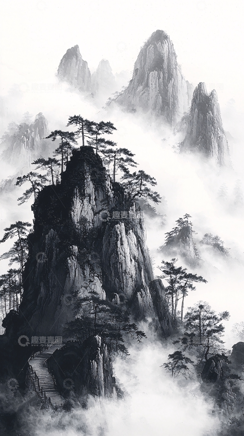 高清大图下载【趣麦麦图】水墨山水画916