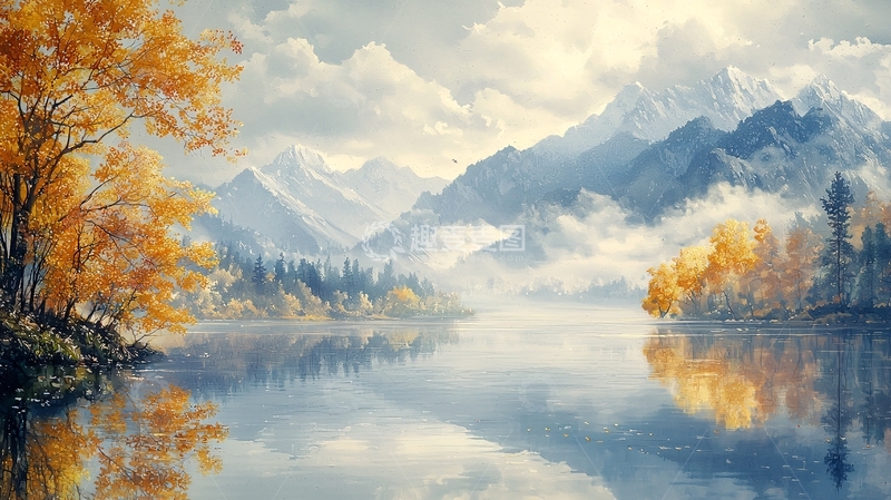 高清大图下载【趣麦麦图】秋日山湖倒影