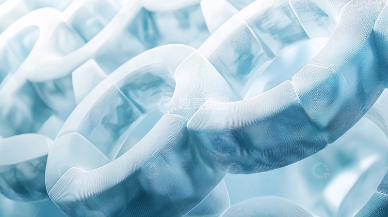 高清大图下载【趣麦麦图】冰蓝色链条环状结构