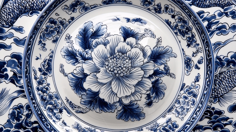 高清大图下载【趣麦麦图】青花瓷盘