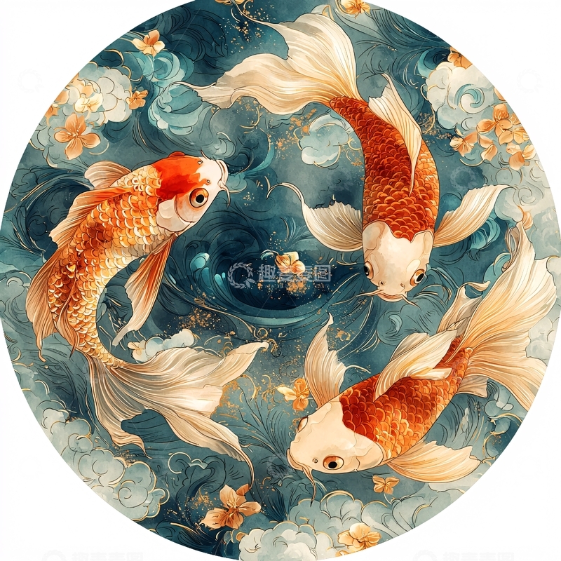 高清大图下载【趣麦麦图】水墨画鲤鱼