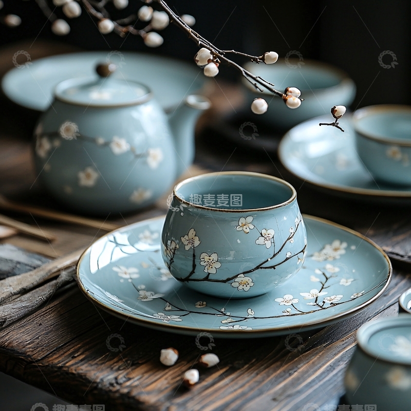高清大图下载【趣麦麦图】青花瓷茶具套装