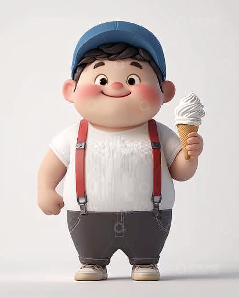 高清大图下载【趣麦麦图】可爱卡通男孩吃冰淇淋