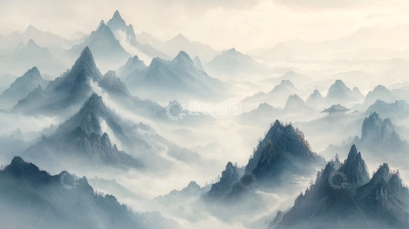 高清大图下载【趣麦麦图】云雾缭绕的群山
