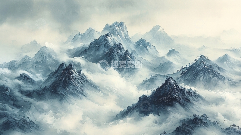 高清大图下载【趣麦麦图】云雾缭绕的群山