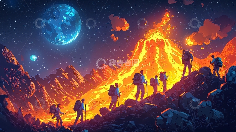 高清大图下载【趣麦麦图】太空火山喷发