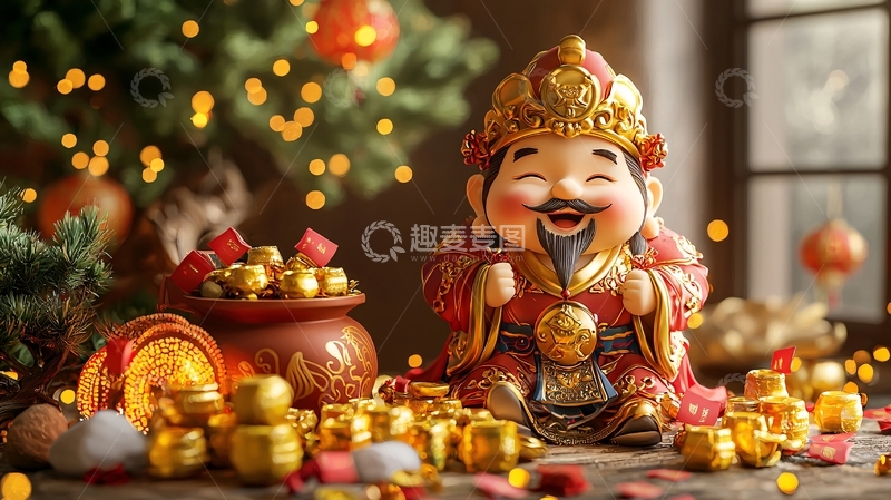 高清大图下载【趣麦麦图】招财进宝新年快乐