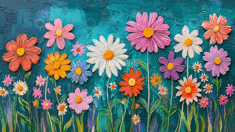 高清大图下载【趣麦麦图】彩色立体花卉图